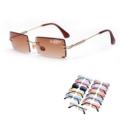 Square Transparent Rectangle Rimless Sunglasses