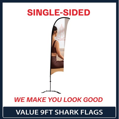 Value 9' Shark Flag - Single Sided Graphic Black X Base