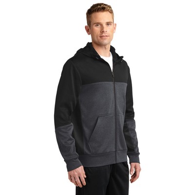 Sport-Tek Tech Fleece Colorblock Full-Zip Hooded Jacket