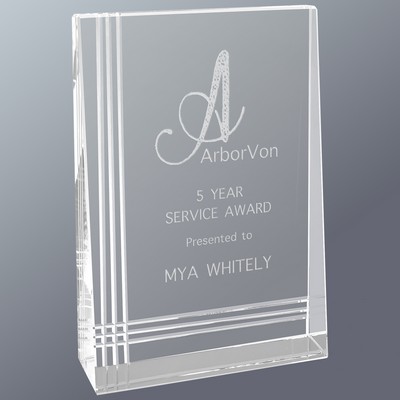 Self-Standing Crystal Wedge Award, Small (4"x6"H)