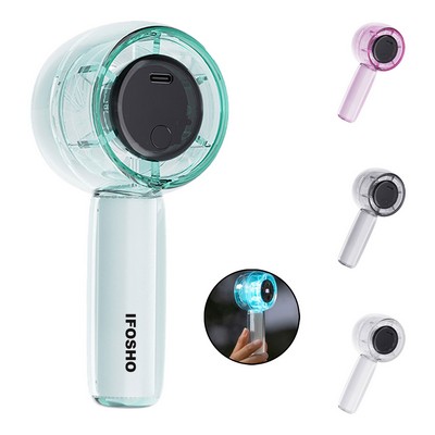 Adjustable Speed Cooling Fan Clear-Case Rechargeable Handheld Fan with Light