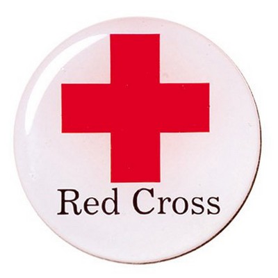 2" Red Cross Mylar Medallion with Clear Epoxy Dome