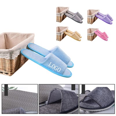 Non-Non-slip disposable cotton linen hotel slippers.