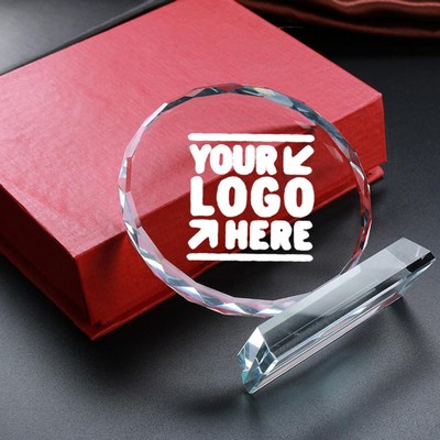 Round Crystal Trophy With Box