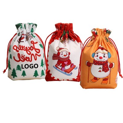 Custom Polyester Christmas Drawstring Gift Bag