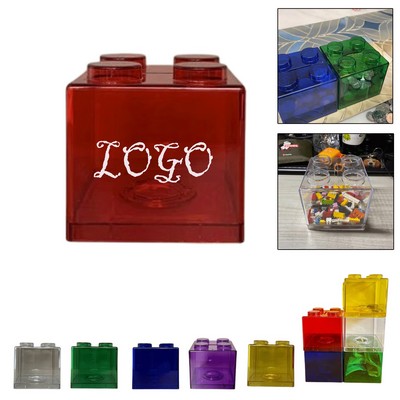 Clear Plastic Construction Blocks Piggy Bank