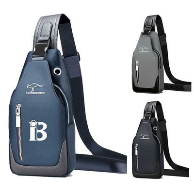 Oxford Fabric w/ Power Bank Pocket Men's Casual Chest Bag