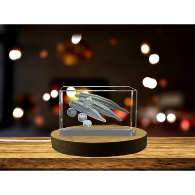 Lady's Finger 3D Engraved Crystal Trophy Award w/LED Base Light