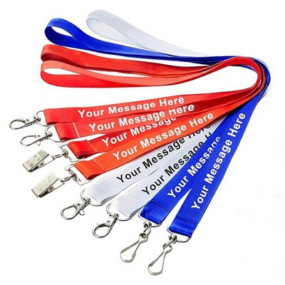 35" Custom Polyester Lanyard w/Metal Hook