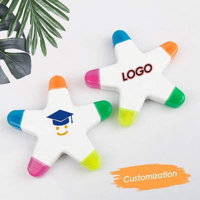 Vibrant 5-Color Star-Shaped Highlighters for Colorful Notes