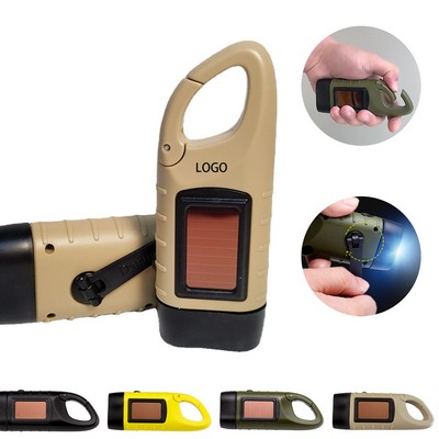 Emergency Solar-Powered Flashlight w/Hand Crank