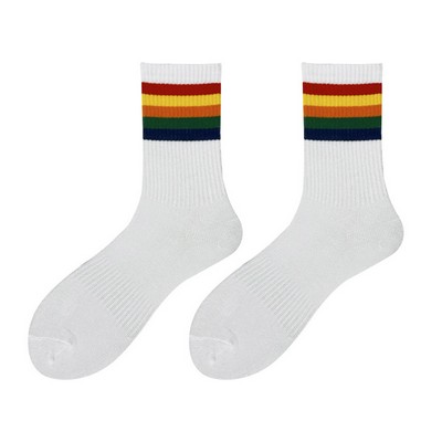 Rainbow Old School Vintage Striped Socks