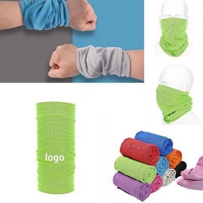 Sports Quick-Dry Polyester Ice Cooling Towel Breathable Scarf 15"x 9.5"