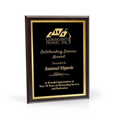 Bordeaux 9x12 Wood Plaque with Black and Gold Plate