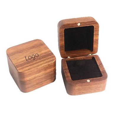 Black Walnut Engagement Ring Box 2" Square Wedding Band Jewelry Case Bulk Order