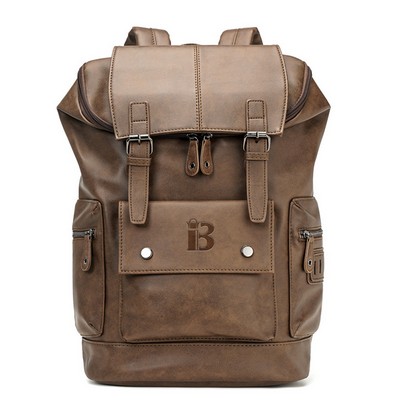 Large Capacity Pu Leather Laptop Backpack