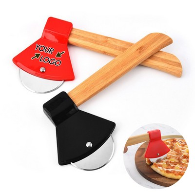 Axe-Design Pizza Knife with Natural Bamboo Grip