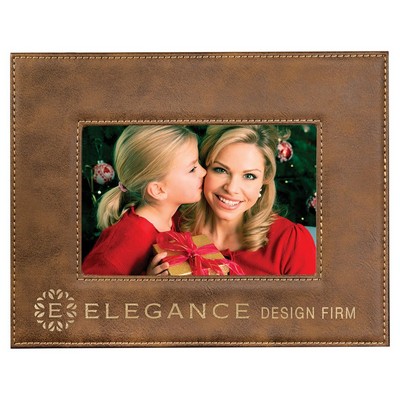 4" x 6" Rustic/Gold Leatherette Photo Frame