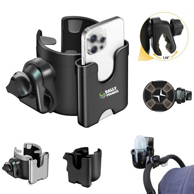 2-in-1 Strollers Storage Rack Cup Holder with Mobile Phone Case