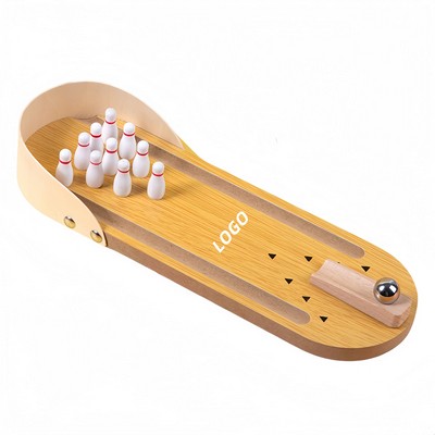 Wooden Toys Mini Bowling Interactive Tabletop Rollerball
