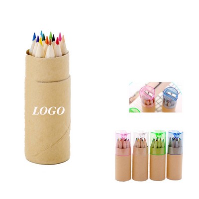 12-Piece Colored Pencil Set In Tube With Sharpener