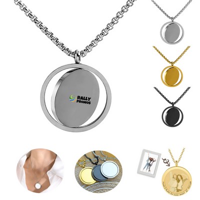 Custom Engrave Coin Blanks Rotating Pendant Necklace