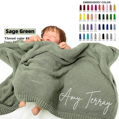 Baby Embroidered Knit Blanket