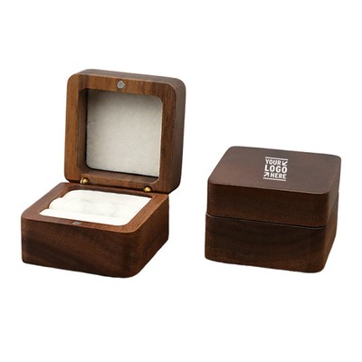 Square Wooden Ring Box
