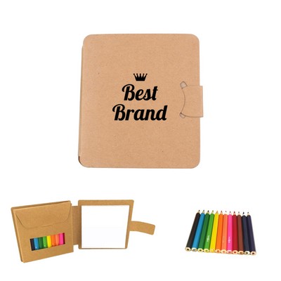 Kraft Paper Box Coloring Set with Colored Pencils & Book