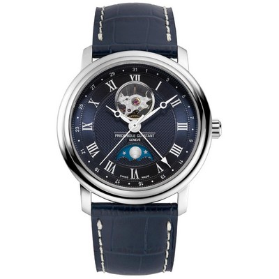 Frederique Constant Men's Heartbeat Moonphase Automatic Watch Blue Dial