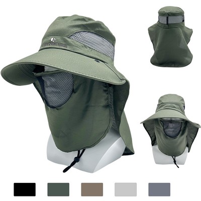 Full Face UV Protection Fishing Hat W/Removable Flap