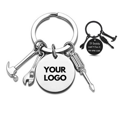 Dad Keychain Papa Birthday Fathers Day Thanksgiving Christmas Gifts Wrench Screwdriver and Hammer