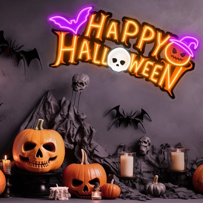 Happy Halloween UV Print Neon Sign