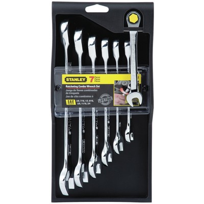Stanley 7Pc Ratcheting Combination Sae Wrench Set