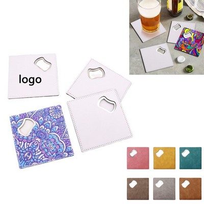PU Leather Coaster and Bottle Opener Combo
