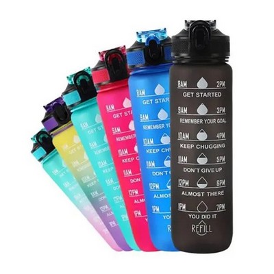 32 Oz. Time Tracker Outdoors Sports Plastic Water Bottle