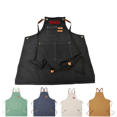 Thick Canvas Shoulder Straps Retro Apron