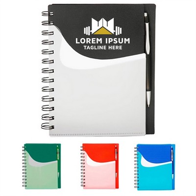 High End Two Tone Wave Notebook With Sliding Pocket