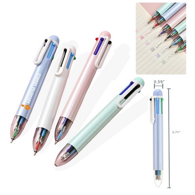 Retractable 6 Color Ballpoint Pen Eco-Friendly Plastic Smooth Multi Ink Pen