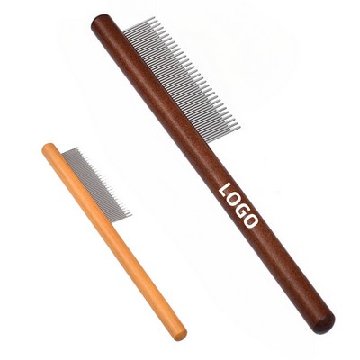 Solid Wood Pet Comb With Long And Short Teeth