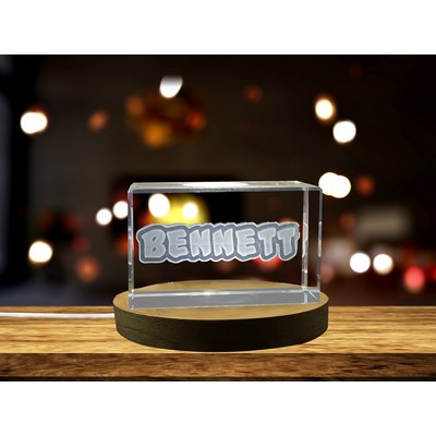 Bennett 3D Crystal Trophy Award w/LED Base Light