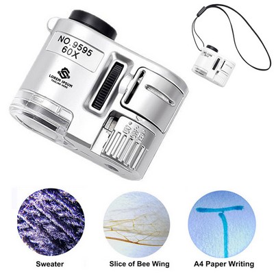 60X Pocket Magnifier Microscope With LED Light