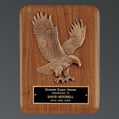 Genuine American Walnut Rounded Corner with Detailed Eagle Relief Casting, Small (7"x9")