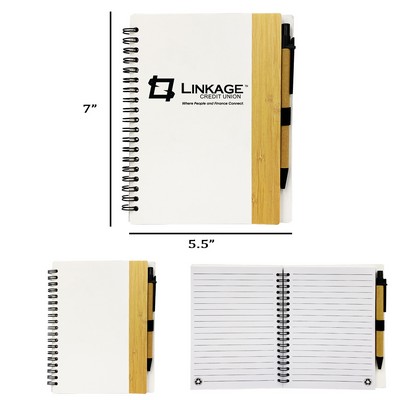 5 ? 7 Spiral Notebook with Pen ? Eco-Friendly Set White Cover