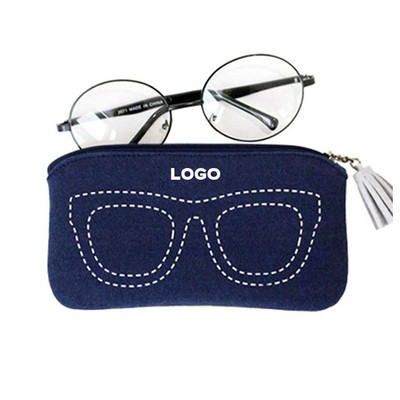 Portable Felt Zipper Eyeglasses Case Pouch Bag