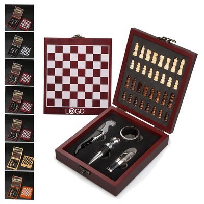 Wine Tool Set With Wooden Chess Board