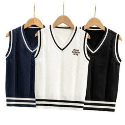 British College Style Sleeveless JK Sweater Vest