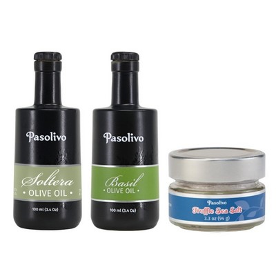 Soltera Extra Virgin Olive Oil & Basil Olive Oil 100mL & Truffle Sea Salt 3.3oz