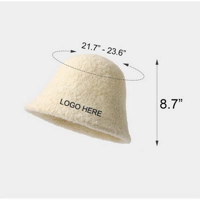 Winter Faux Fur Warmer Fisherman Sheep Felt Bucket Hat