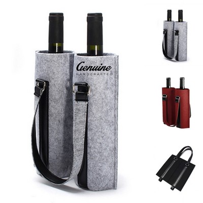 Double Bottle Felt Wine Tote Bag